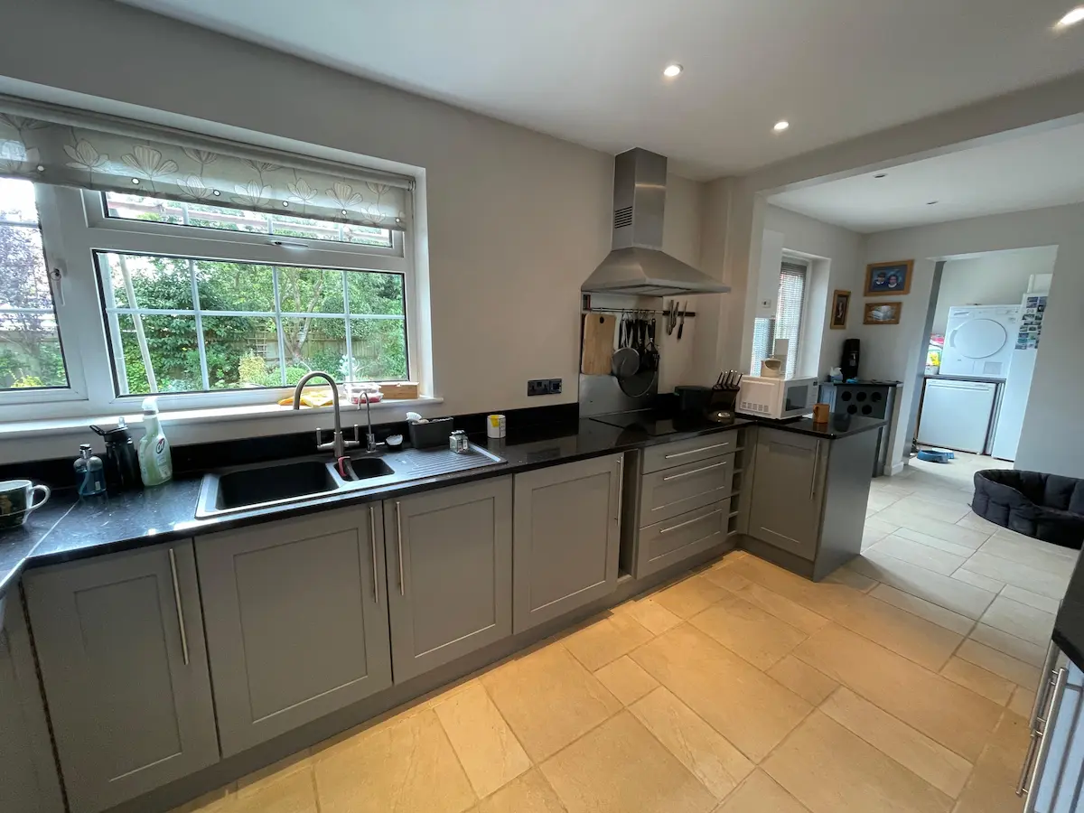 Sprayed kitchen cupboard doors after completion