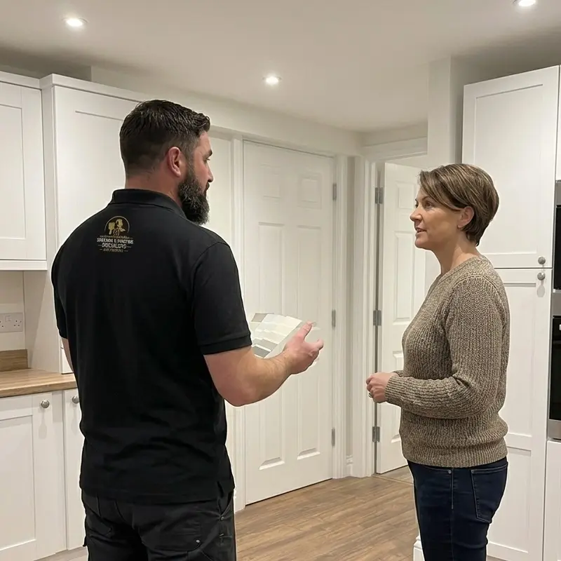 client talking to professional sprayer about their requirements