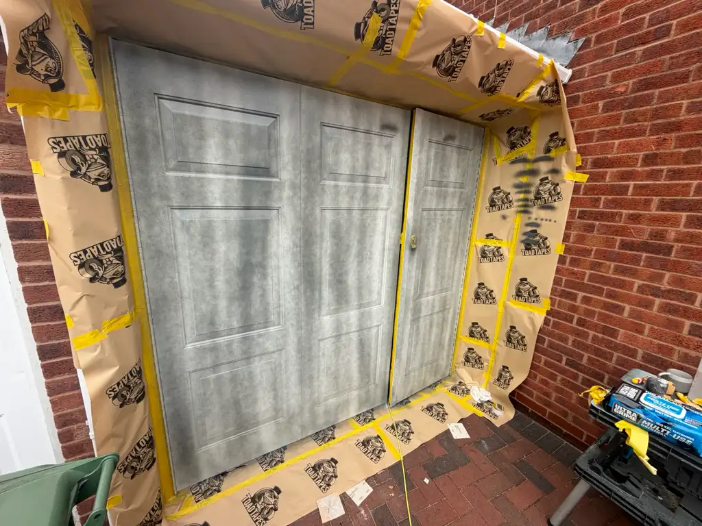Garage door being sprayed in birmingham
