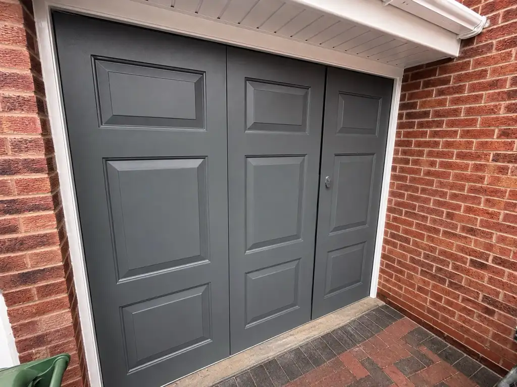 Grey sprayed garage door in birmingham